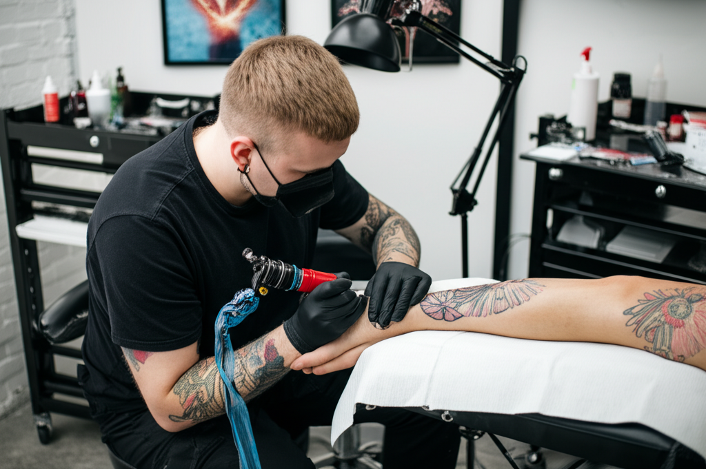 Tattoo artist at work